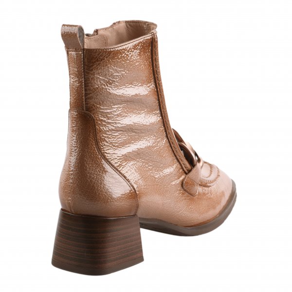 Boots femme - HISPANITAS - Marron clair vernis